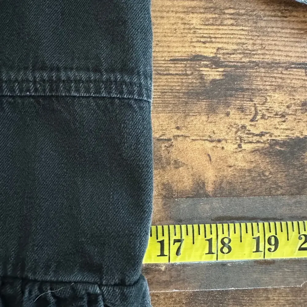 Old Navy 100 Cotton Smocked Back Wide Leg Ankle Jumpsuit Large Black EUC Boho - Picture 6 of 13